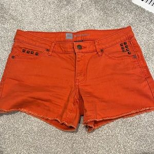 Orange Denim Shorts